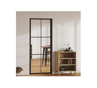 vidaXL Porte intérieure vitrée en verre ESG et aluminium 83 x 201,5 cm noir