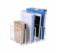 Porte-lettres de bureau en acrylique - 5 trieurs de courrier verticaux - Transparent - Pour notes, cartes de visite et cartes postales - Plus d'espace de rangement - Élégant organisateur de bureau