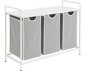 Porte-linge Relaxdays avec 3 paniers coulissants, avec tablette, dimensions : 72 x 92,5 x 33 cm, panier à linge en métal, blanc/gris