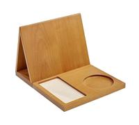 Porte-livre triangulaire en bois et porte-gobelet, organiseur de bureau, support de livre avec fente pour téléphone portable, cadeau pour les amateurs de livres, enseignants, triangulaire