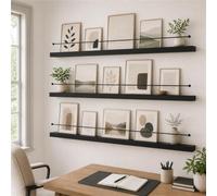 Porte Magazines Design Mural, Présentoir Revues Noir, Support Papier Mural | Métal Durable, Composition Trois Éléments Et Silhouette Fine Pour Intérieur Moderne(39.4"/100cm)