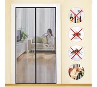 Porte Magnétique 90x210cm Rideau Anti Moustique Bande Adhésive Fermeture Automatique Maille Ultra Fine Installation sans Outil