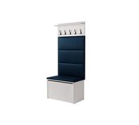 Ensemble de meubles d'entrée - ANDY - Cintre, Banc de Rangement à Chaussures - avec Coussin Confortable - BLEU