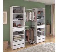 Porte-manteau - ANETO - Blanc - Doppelsäule - 6 tiroirs - 2 tringles à linge - L 199,9 x H 200 x T 49,7 cm - PARISOT