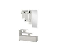 Toilinux - Porte manteau avec banc design Vesti - L. 100 x H. 61 cm - Blanc - Vesti Blanc G
