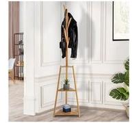 IDMarket - Porte-Manteau Bambou Lana avec étagères d'angle
