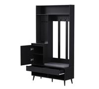 Porte-manteau - banc de chaussures et patères - vestiaire entrée&penderie - tiroirs - meubles d’entrée - MDF - 100x35x180 - noir