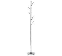 Porte-Manteau en Acier Inox Argenté 5 Crochets Design Moderne 170 cm Pratique Al