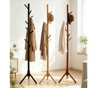 Porte-manteau en bois autoportant en forme de branche d'arbre, avec plusieurs crochets, idéal pour l'entrée, la chambre ou la décoration intérieure. Ce porte-manteau moderne sur trépied est parfait po