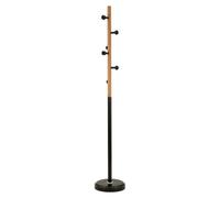 Porte-manteau en bois avec base en marbre, ø 30 x 176 cm