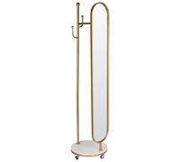Porte-Manteau en Métal avec Miroir Base en Marbre Couloir Entrée Doré Lorena