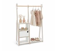 Porte-manteau enfant avec tringle à vêtements et rangement, Penderie Montessori, Blanc - leg&go