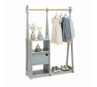 Porte-manteau enfant avec tringle à vêtements et rangement, Penderie Montessori, Gris - leg&go