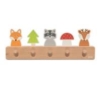 Porte-manteau enfant - GOKI - Les amis de la forêt - 5 crochets - Motifs forestiers - Bois