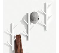 Porte-manteau Et Chapeau Mural Moderne À 4 Crochets, Crochet Mural En Bois Décoratif Pour Chambre À Coucher Et Salle De Bain, Montage Facile Et Résistant Avec 1 Pièce Blanche 39 cm,2 pièces (blanc + m