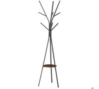 HomCom Porte-manteau mural avec étagère métal marron contemporain 45x45x180 cm