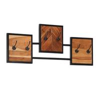 vidaXL Porte-manteau mural 90×1×35 cm Bois d'acacia massif Cadre en fer noir – 6 crochets