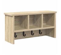 vidaXL Porte-Manteau Mural avec étagère Chêne Sonoma 50 x 16 x 26 cm, Rangement de Couloir, Porte-Manteau Moderne, Crochets muraux, Meuble rectangulaire, entrée stylée et organisée