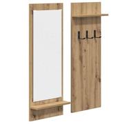 vidaXL Porte-manteau mural avec étagère avec stockage avec miroir Chêne artisan 70 x 10 x 90 cm