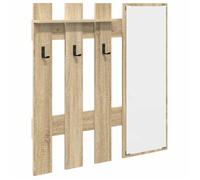 vidaXL Porte-manteau mural avec miroir Chêne Sonoma 100x10x100 cm Rangement intégré