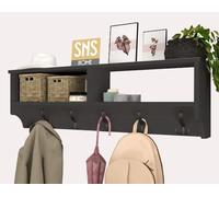 Porte-manteau mural Bofigo avec étagère, style industriel, métal et bois, 120 x 37 x 22 cm
