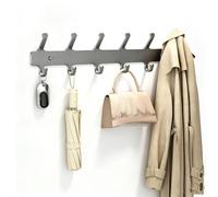 Porte-Manteau Mural, Cintre Mural en Métal Antirouille pour Vestes, Sacs | Étagère de Rangement Multifonctionnelle, Design Arrondi Anti-Accrochage pour Couloir Entrée Chambre(Gray,6hook)