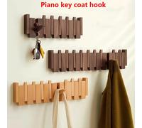 Porte-manteau mural en bois avec 4/6 crochets, design touche de piano et crochets pliables, crochet domestique multifonctionnel 4 hooks