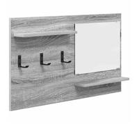 Porte-manteau mural en bois - vidaXL - Gris Sonoma - 90x10x50 cm - Avec miroir - 2 étagères - Montage mural simplifié