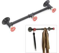 Porte-manteau mural en design industriel tubulaire - porte-serviettes avec 3 crochets - fer - capacité de charge 30 kg - longueur 50 cm - tube Ø 2 cm - noir