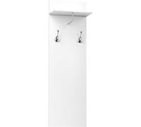 Porte-manteau mural - meuble d'entrée - étagère, 2 patères doubles, barre penderie - alu blanc Blanc G