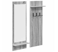 vidaXL Porte-manteau mural avec étagère avec stockage avec miroir Gris sonoma 70 x 10 x 90 cm