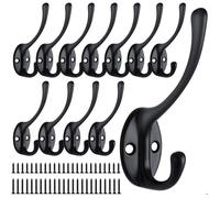 Porte manteau mural - Patere murale - 12PCS - Crochet mural a visser - Capacité de charge de 5 kg - pour Entrée Chambre Salle - Noir