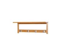 HOMCOM Porte-manteau mural penderie murale étagère 50L x 16l x 17,5H cm 4 patères kit fixation fourni bambou naturel