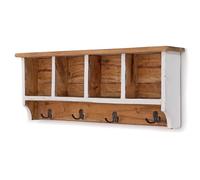Porte-manteau mural Vintage 70 avec étagère style ancien en bois recyclé look vintage 70 x 27 x 11 cm