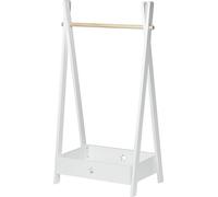 Porte-manteau pour enfants Laxe 126 x 73 x 43 cm Porte-manteau pour enfants indépendant Porte-manteau avec compartiment de rangement Tringle en bambou blanc/naturel