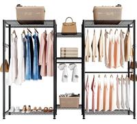 Porte-manteau pour vêtements, penderie robuste, 7 niveaux réglables avec structure en acier, capacité de charge de 385,5 kg, 4 tringles pour chambre à coucher, magasin de vêtements, couloir