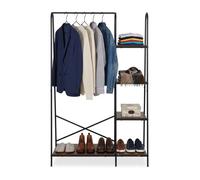 Porte-manteau Relaxdays 5 étagères tringle à vêtements HxLxP 160x100x40 cm porte-manteau industriel brun-noir