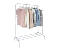 Porte-Manteau Relaxdays, H x L x P : 148 x 110 x 55 cm, avec étagère et 2 Barres, métal, Double penderie, Blanc