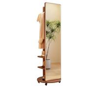 Porte-manteau sur pied avec miroir sur pied - Design en bois mobile avec miroir pleine longueur, fonctionnalité 2 en 1 pour salon, chambre à coucher, vestiaire