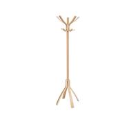 Porte Manteau sur Pied - Bois - 10 Patères - Base Stable Lestée - Montage Facile - Tête Rotative - Grande Capacité et Support - Beige - Idéal Bureau et Entrée Maison - ALBA