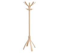 Porte Manteau sur Pied - Bois - 10 Patères - Base Stable Lestée - Montage Facile - Tête Rotative - Grande Capacité et Support - Beige - Idéal Bureau et Entrée Maison - ALBA