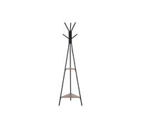 HomCom Porte-manteau trépied Arbre – 6 patères, 2 étagères, 182 cm – métal noir