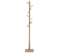 Porte-manteau - VASAGLE - Support sur Pieds avec 8 Crochets - 3 Hauteurs - Bois d'Hévéa - Beige Naturel