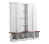 Porte-Manteau-VEVOR-avec Banc Rangement Chaussures Vestiaire Entrée 1595 mm 4 en 1 avec Banc Crochets Armoire de Rangement