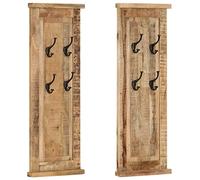 Porte manteaux 2 pcs Bois massif de manguier 38x100 cm