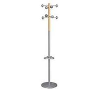 Unilux Portemanteau Accueil modèle bois - Tête tournante, 8 patères, porte-parapluies, Gris/Hêtre