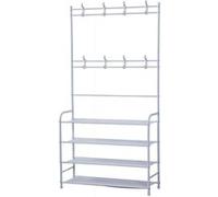 Herzberg Porte-manteaux d'entrée HG03374 – étagère à chaussures 4 niveaux Blanc