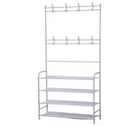 Herzberg Porte-manteaux d'entrée HG03374 – étagère à chaussures 4 niveaux Blanc