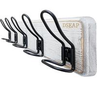 Porte-manteaux Dseap - Stabiel Vintage - Porte-manteaux en bois de style champêtre, tringle à crochets rustique, crochets muraux, crochets avec 5 crochets à double fil, G25A, blanc et noir