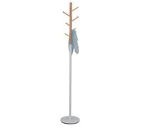 IDIMEX Porte-Manteaux Enrico Portant à vêtements sur Pied en Forme d'arbre avec 6 Crochets sur différentes hauteurs, Bicolore en métal laqué Blanc et Bois